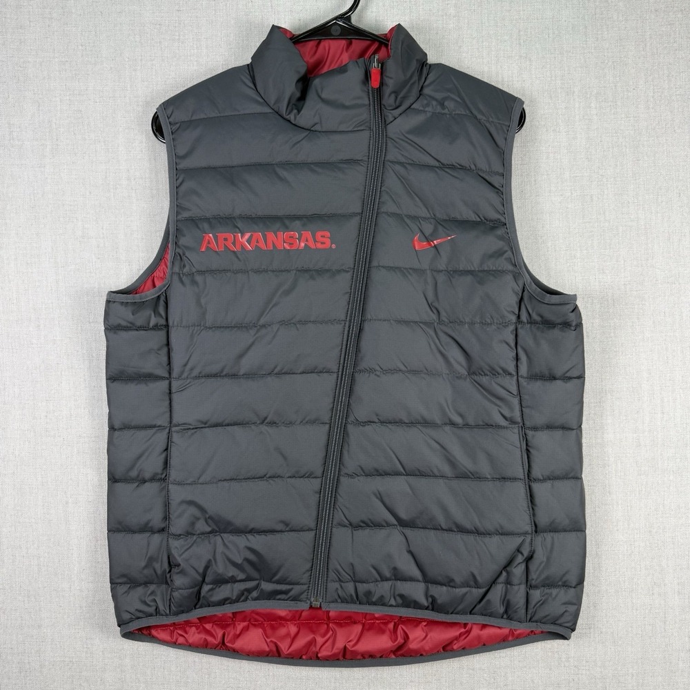 Nike Vest Size Womens Large Arkansas Razorbacks Reversible Puffer Vest Black/Red